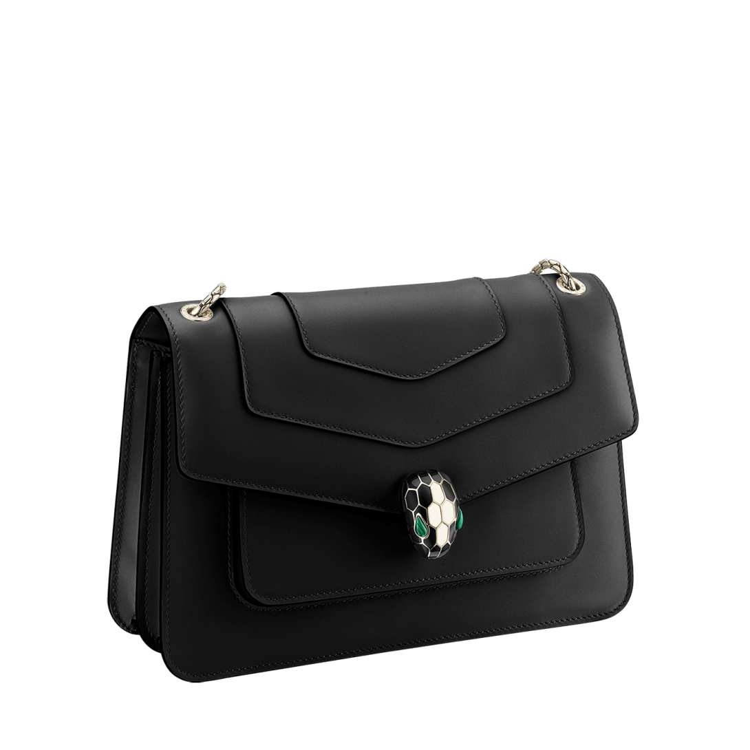 Black Calf leather Serpenti Forever Shoulder Bag 290264 | Bvlgari