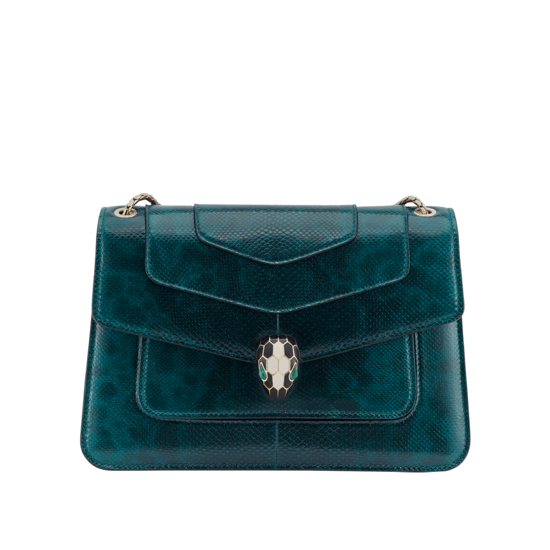Green Karung leather Serpenti Forever Shoulder Bag 291891 | Bvlgari