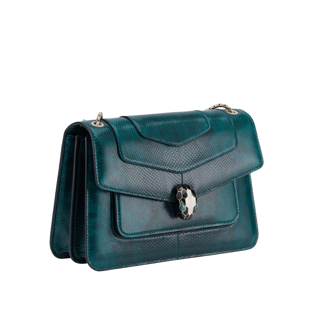 Green Karung leather Serpenti Forever Shoulder Bag 291891 | Bvlgari