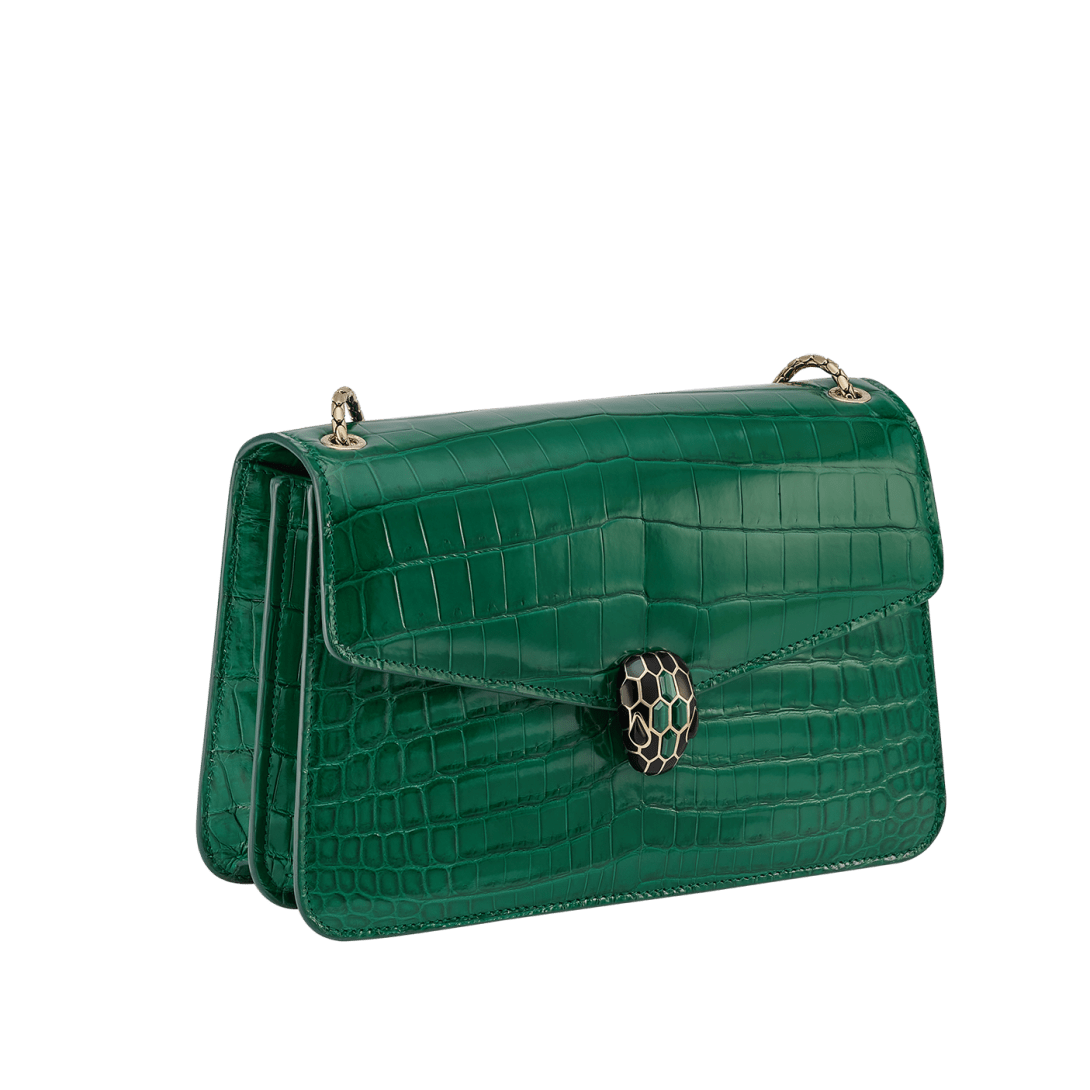 Green Crocodile leather Serpenti Forever Shoulder Bag 293025 | Bvlgari