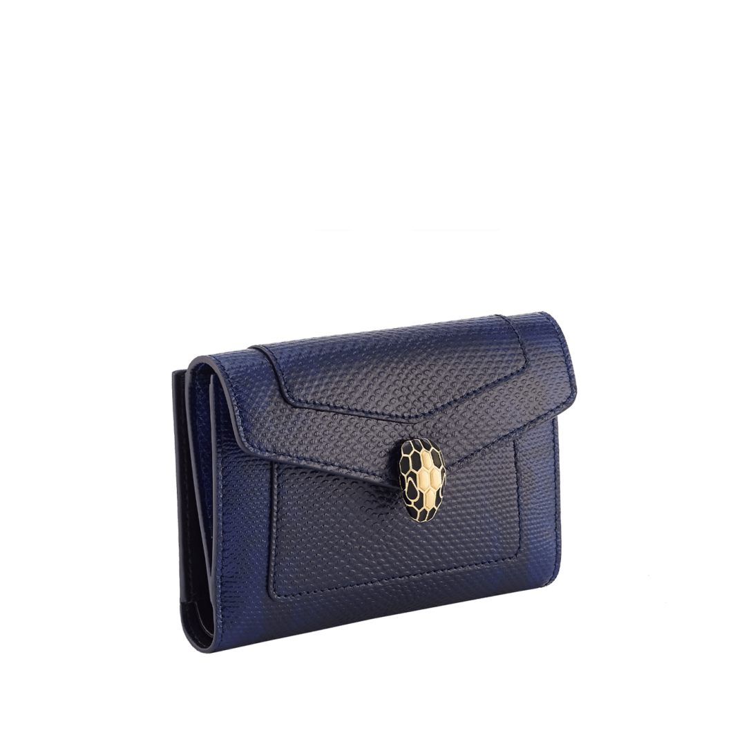 BVLGARI コローレ二つ折り財布 Blue Karung leather Serpenti Forever Compact Wallet 295061 | Bvlgari