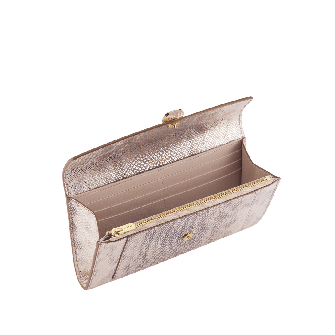 新品 BVLGARI セルペンティ フォーエバー ラージウォレット ベージュ カルング セルペンティ フォーエバー ラージウォレット