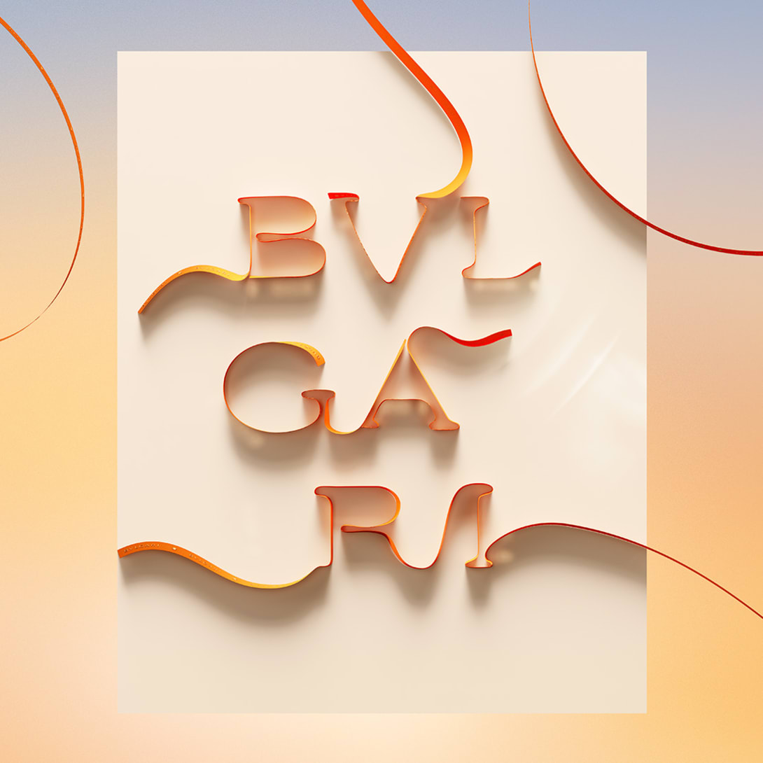 Ribbon Bvlgari Logo, creative background.