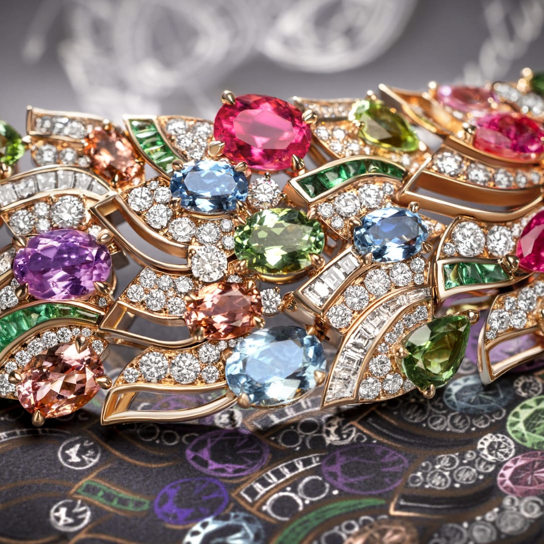 Celestial Mosaic Necklace close-up.