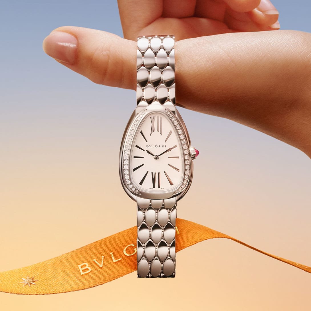 Sepenti watch, creative shot with ribbon.