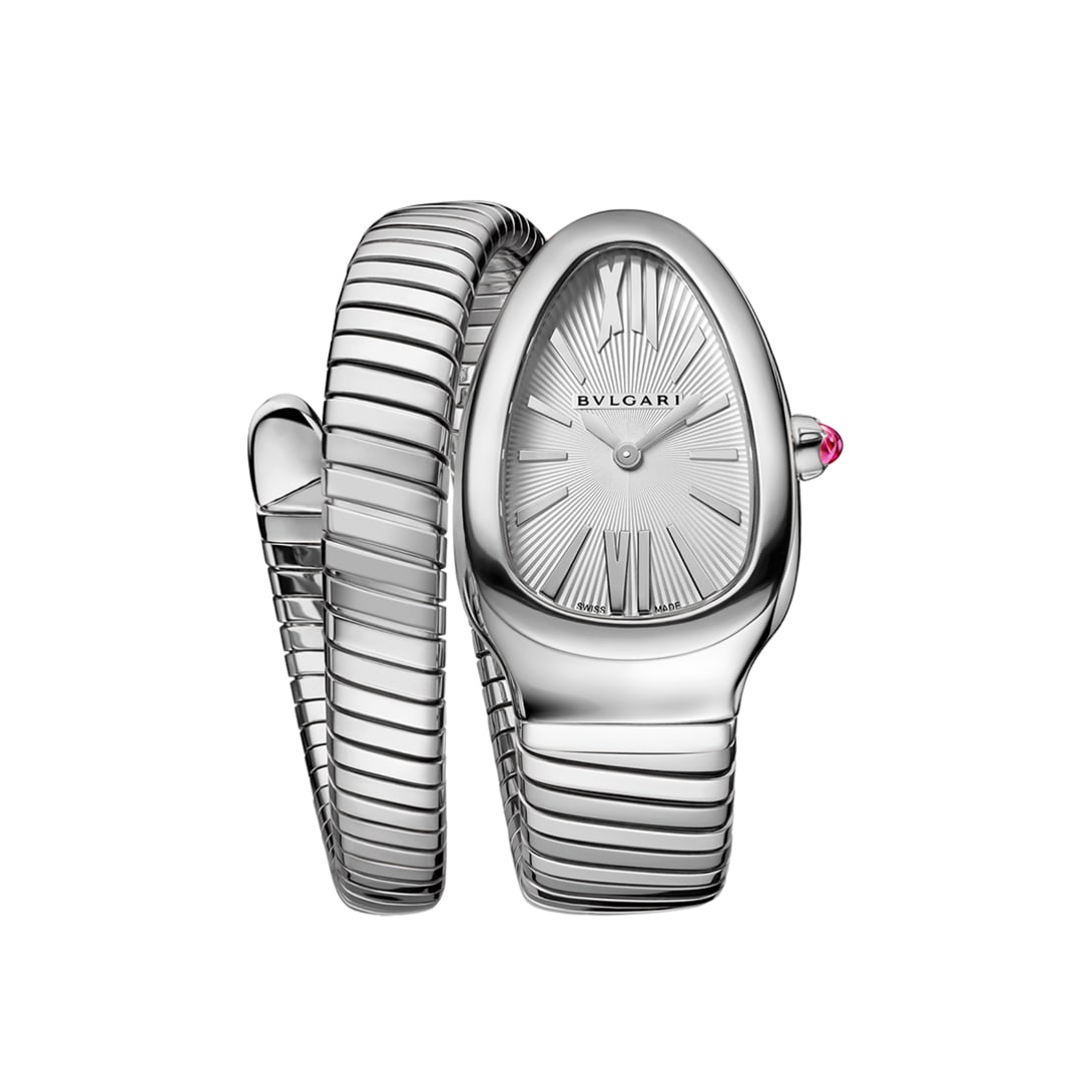 Serpenti Tubogas watch with quartz movement, 35 mm stainless steel curved case.
