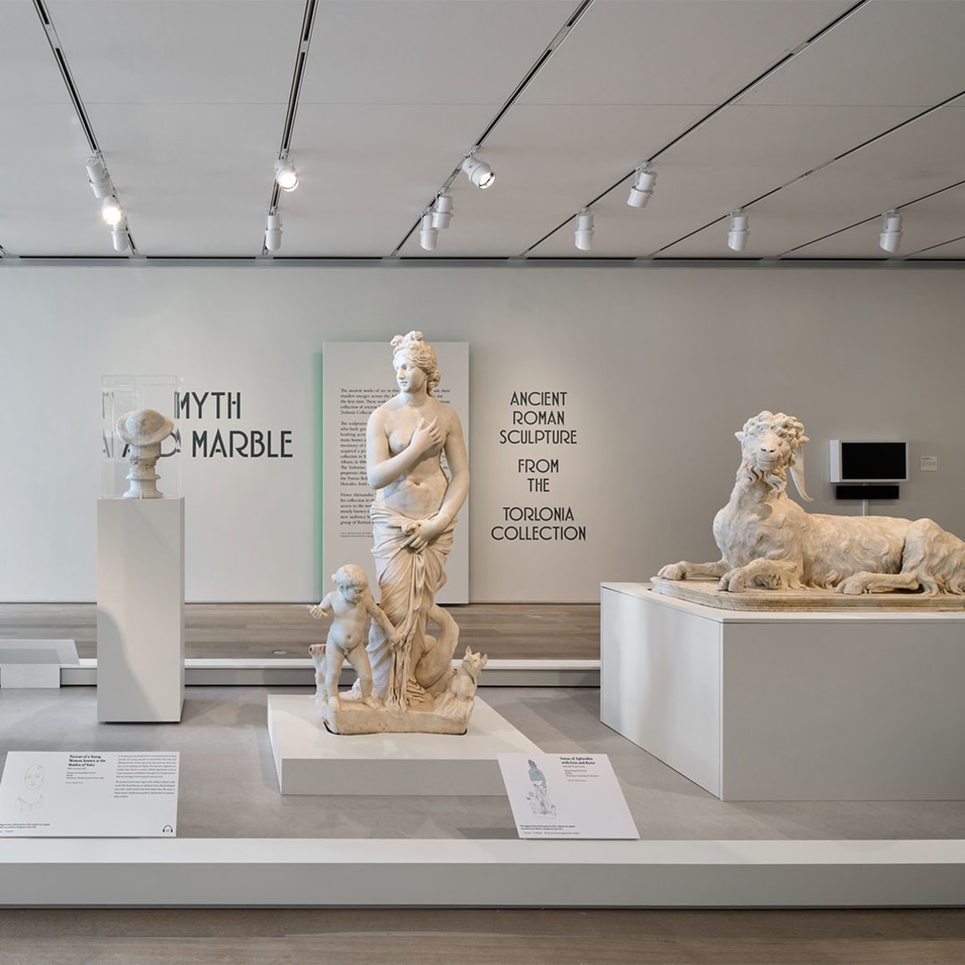 Ancient sculptures from the Torlonia Collection exhibited at the Art Institute of Chicago.