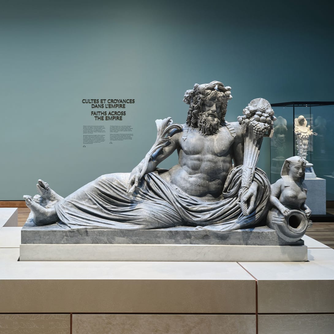 Ancient sculptures from the Torlonia Collection exhibited at Montreal Museum of Fine Arts.