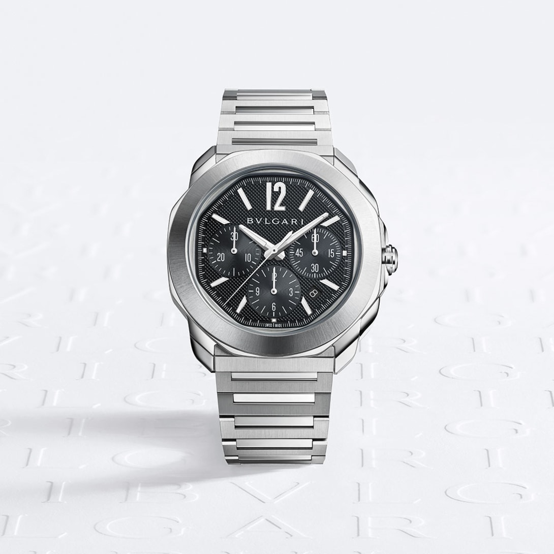 Octo Roma Chronograph watch with mechanical manufacture movement.