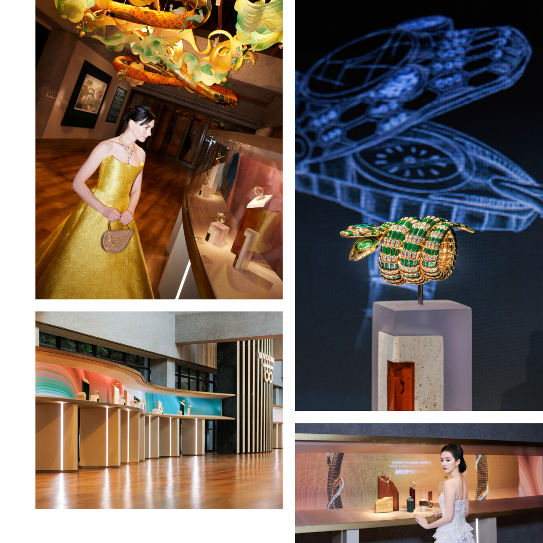 Images representing Serpenti Infinito Exhibition in Shanghai.
