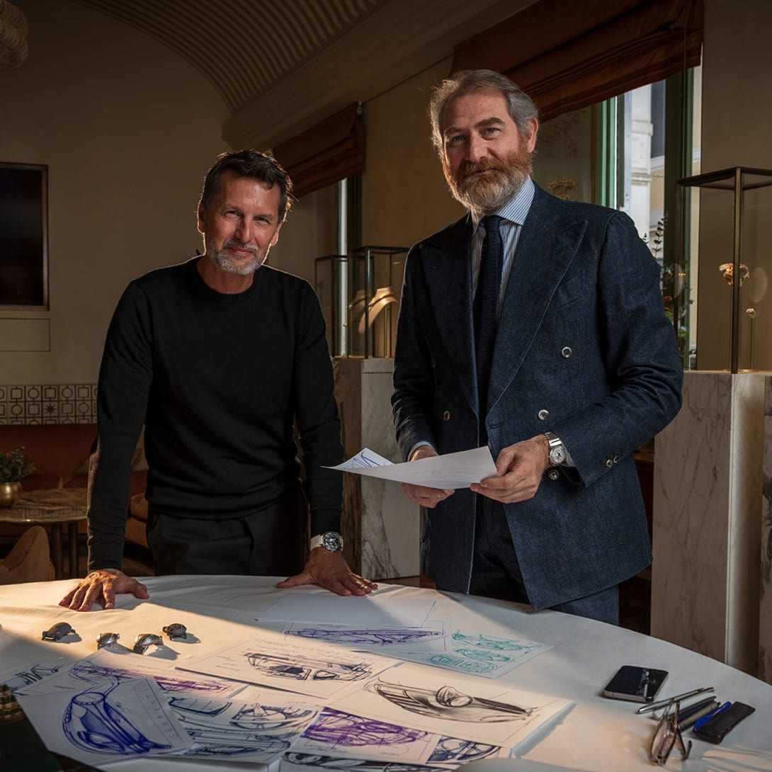 Fabrizio Buonamassa Stigliani and Maximilian Büsser Founder and Creative Director of MBeF