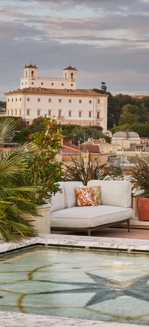 Foto della terrazza del Bulgari Hotel di Roma