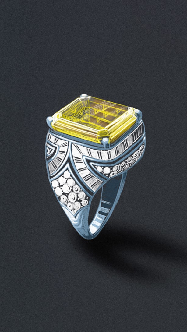 Sketch of Essence of Yellow Ring, Polychroma High Jewellery Collection.