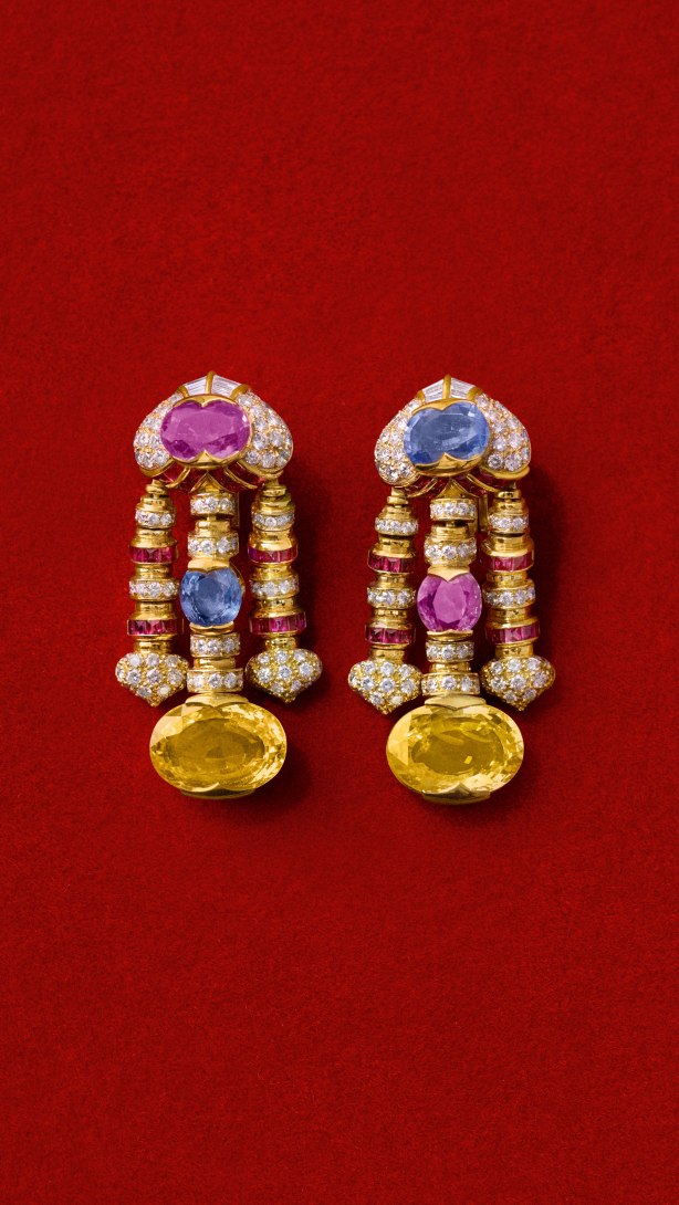 A selection of Bvlgari jewellery masterpieces showcased at the Bvlgari Kaleidos exhibition in Shanghai.