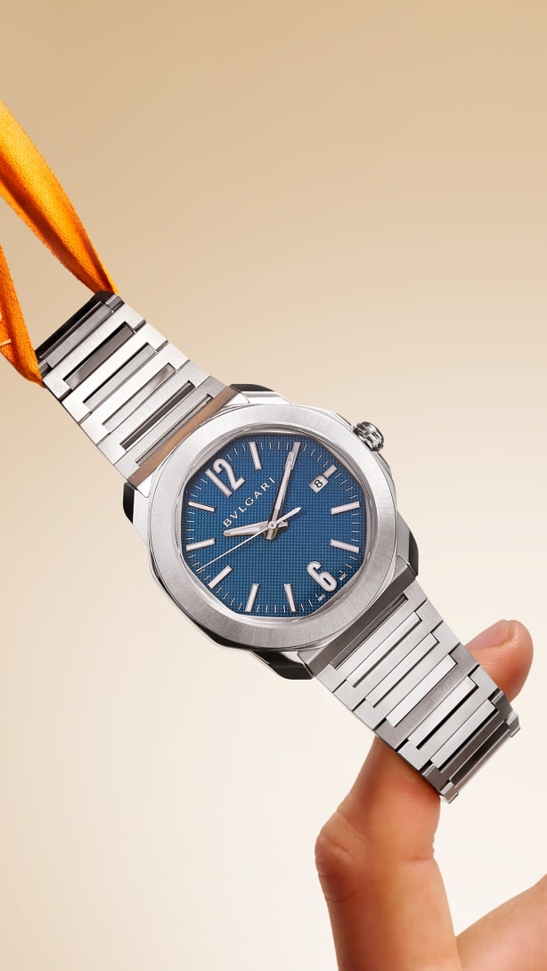 Octo Finissimo watch with ribbon. Creative image.