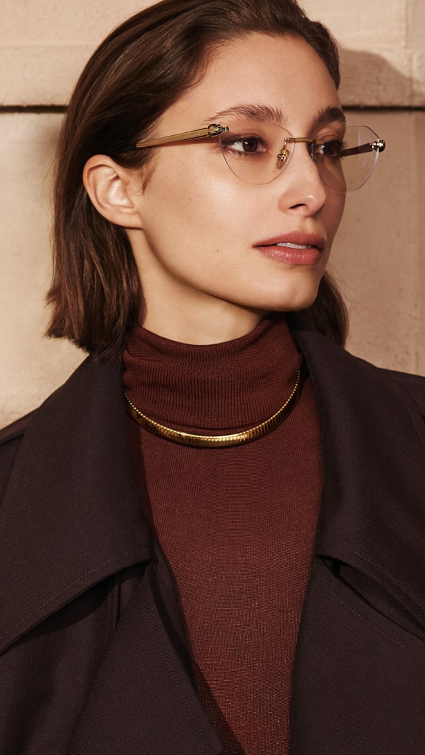 B.zero1 women's sunglasses in black acetate with jewellery-inspired embellishment on the sides.