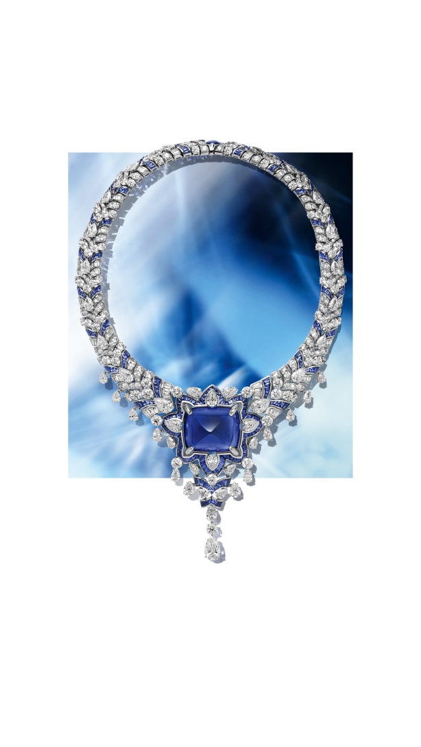 Cosmic Vault Necklace with sapphire, Polychroma High Jewellery collection.
