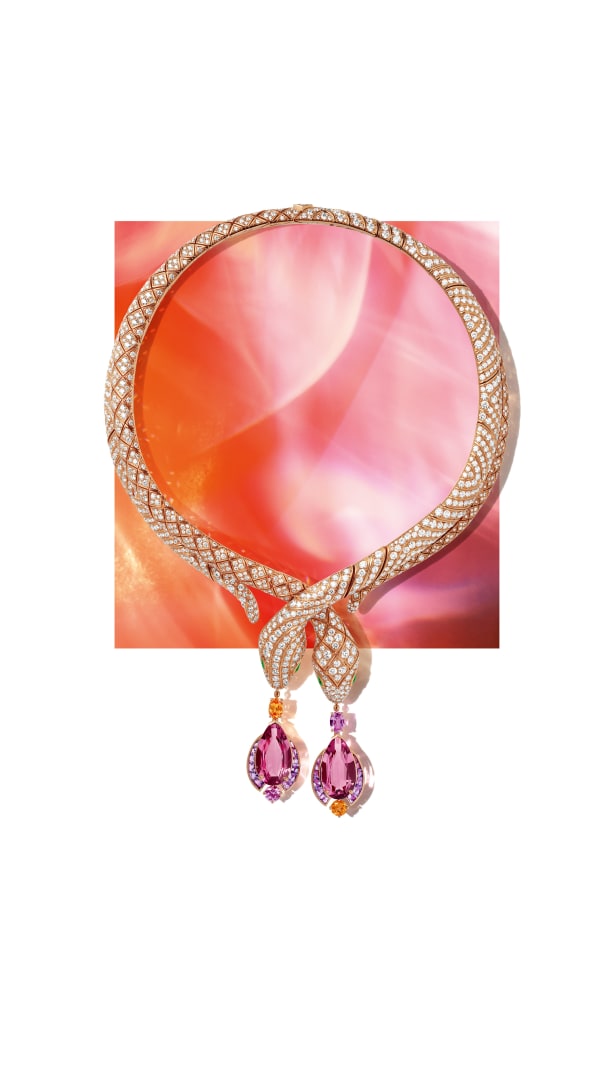 Invisible Violet Necklace with two rare Burmese spinels, Polychroma High Jewellery collection.