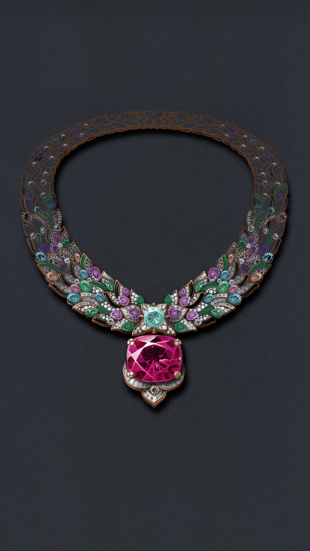Sketch of Celestial Mosaic Necklace, Polychroma High Jewellery Collection.