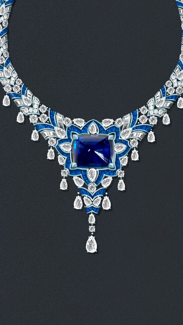 Sketch of Cosmic Vault Necklace, Polychroma High Jewellery Collection.