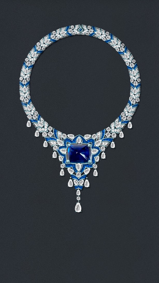 Sketch of Cosmic Vault Necklace, Polychroma High Jewellery Collection.