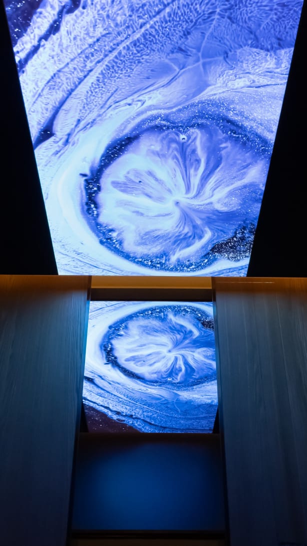 Akiko Nakayama's elevator installations in Bvlgari Hotel Tokyo.