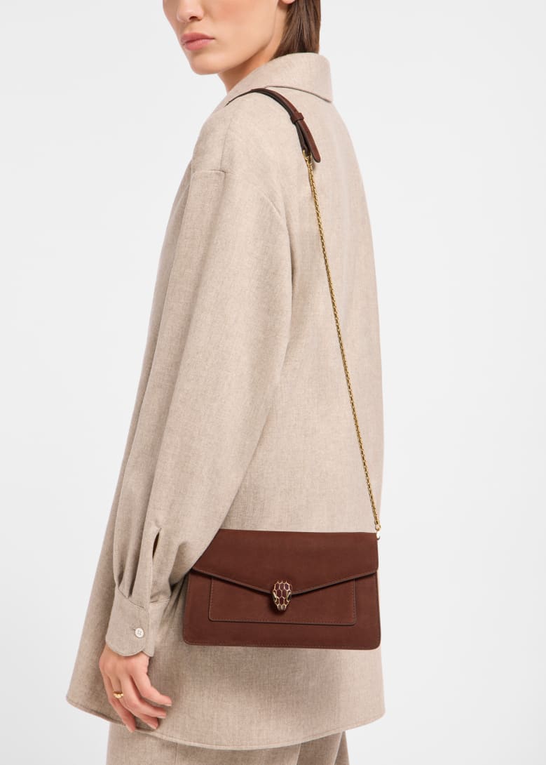 Brown Nabuk Serpenti Forever Crossbody Bag 295089 | Bvlgari