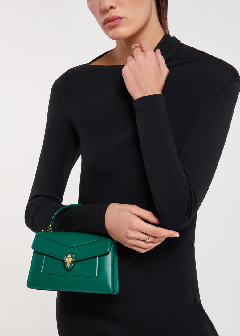 Green Calf leather Serpenti Forever Mini Top Handle Bag 295424