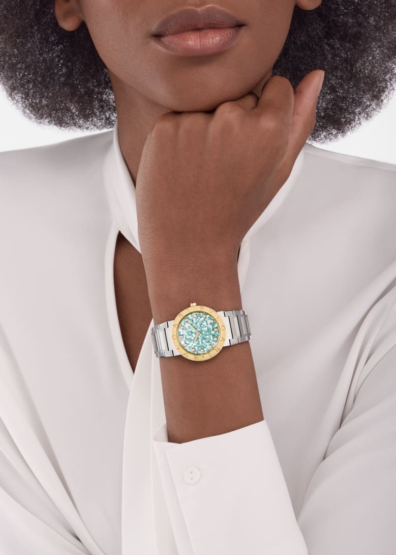 Steel Bvlgari Bvlgari Watch Green with Mother of Pearl 104320