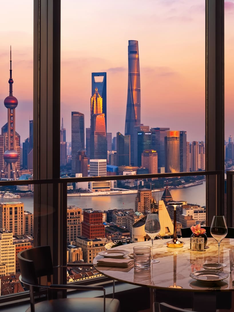 View of the Shanghai skyline from Bvlgari Hotel Shanghai.