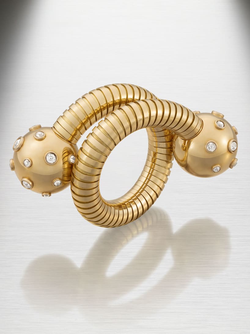 Tubogas bracelet in gold with diamonds