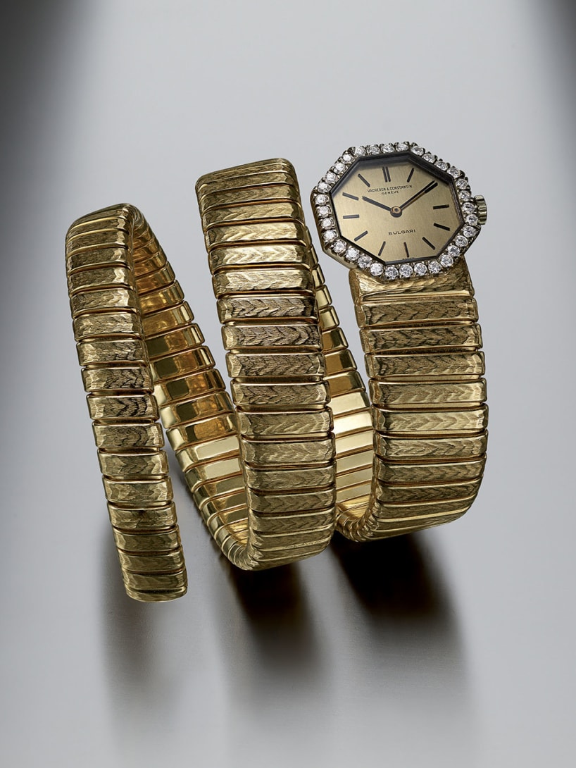 Serpenti Tubogas bracelet-watch in two-tone gold with diamonds