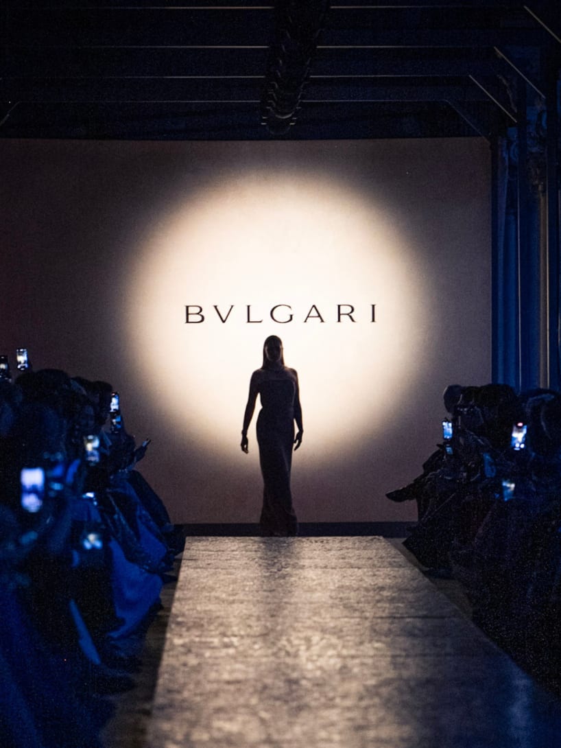 Model on the runway during a Bulgari Brand Event