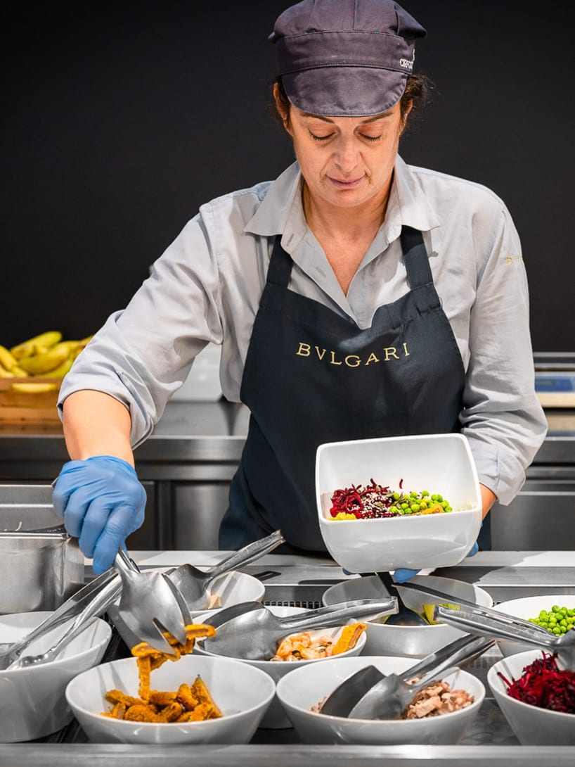 Woman working in the Bulgari canteen in Valenza manufacturing
