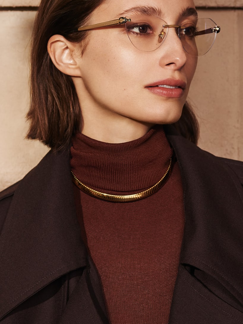 B.zero1 women's sunglasses in black acetate with jewellery-inspired embellishment on the sides.