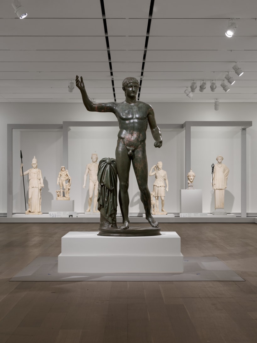 Statue and other marbles from the Torlonia Collection on display at the Myth and Marble exhibit.