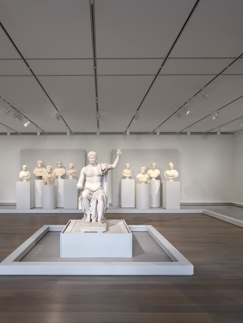 Statues and busts from the Torlonia Collection on display at the Art Institute of Chicago.