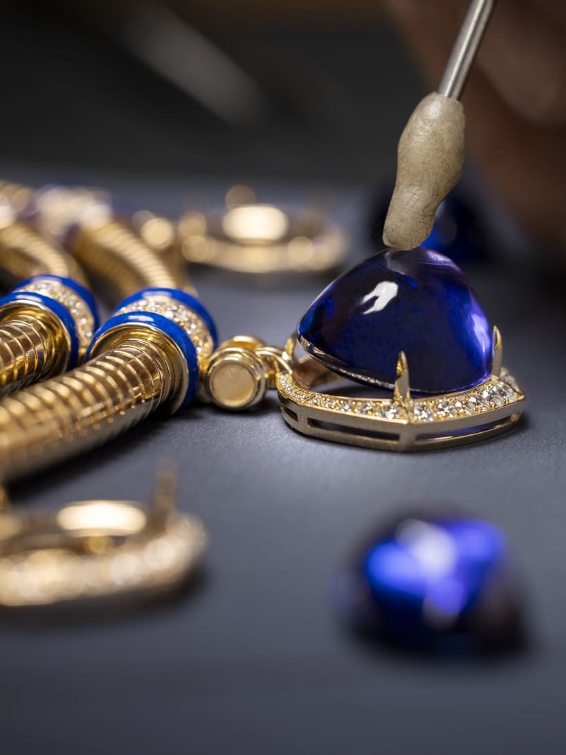 Tanzanite Falls Necklace making of picture.