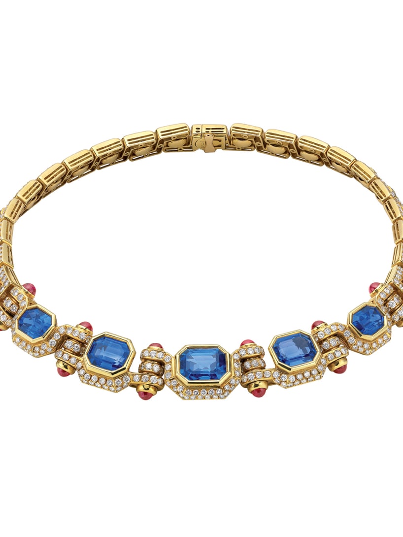 Necklace in gold with sapphires, rubies and diamonds, ca. 1985. Bvlgari Heritage Collection