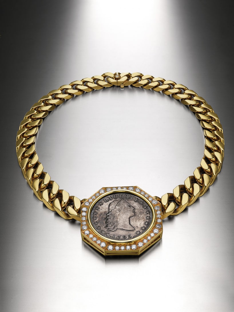Monete necklace in gold with American silver coin and diamonds, ca. 1975. Bvlgari Heritage Collection