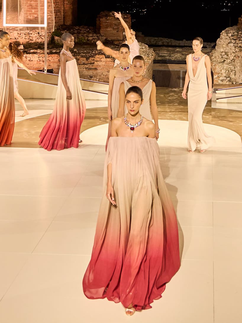 Model on the runway during a Bulgari Brand Event