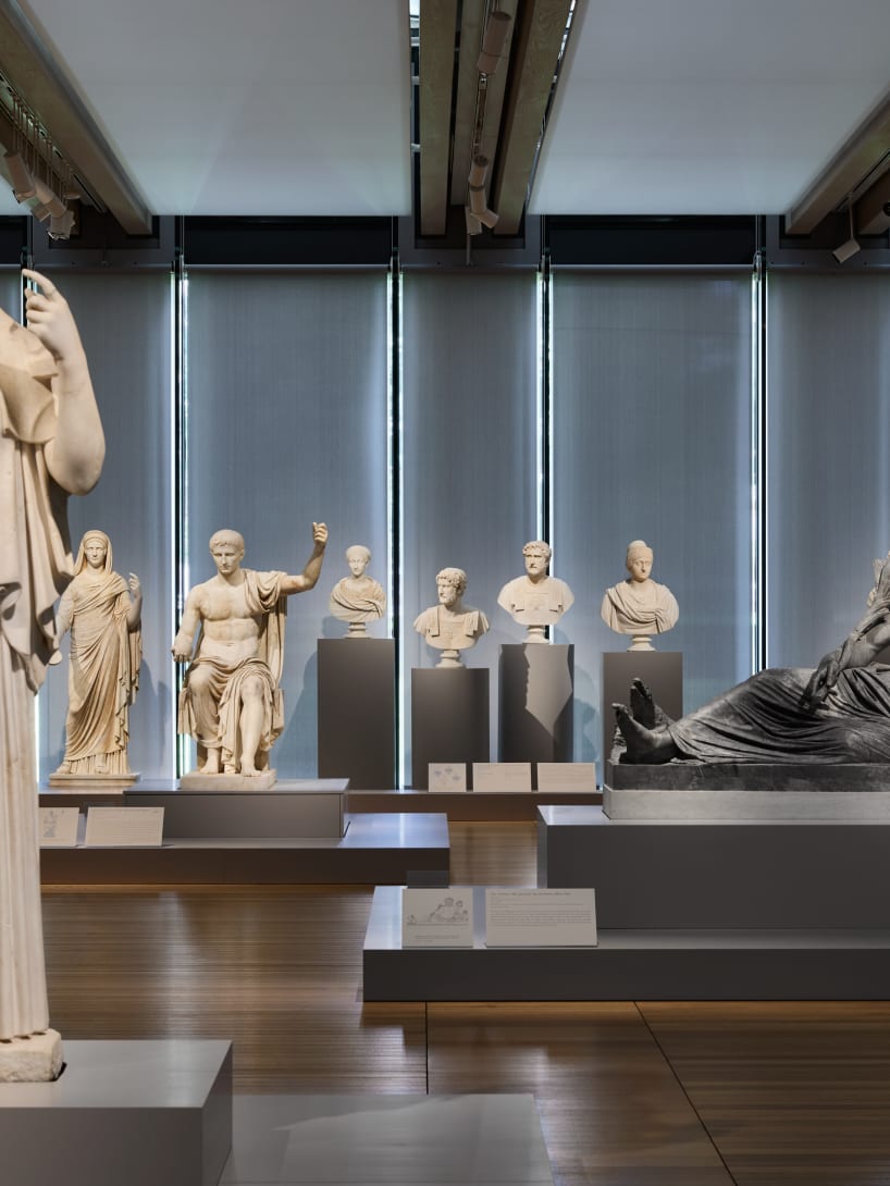 Portrait of a Woman and other busts part of the Torlonia Collection at the Myth and Marble Exhibition.