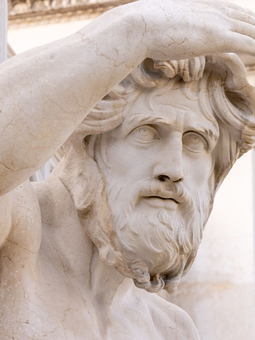 Detail of one of the sculptures from Rome's Vittoriano complex, restored with the support of Bvlgari.