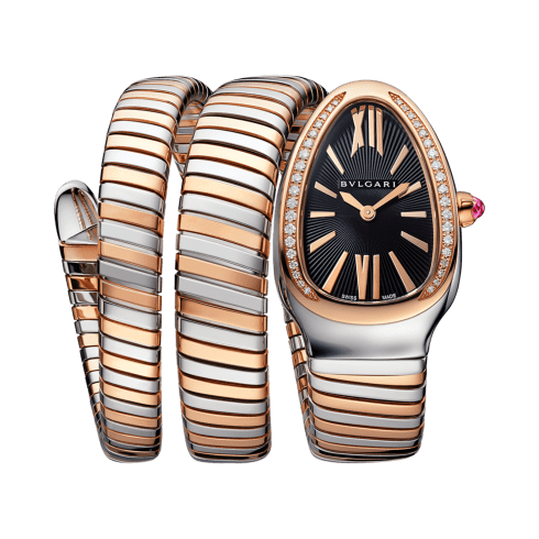 Serpenti Tubogas Reloj Oro rosa, Acero Negro con Diamantes 102099