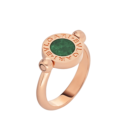 Rose gold Bvlgari Bvlgari Ring with 0.11 ct Diamonds, Jade | Bvlgari
