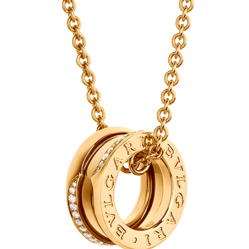Yellow gold B.zero1 Necklace with 0.14 ct Diamonds | Bvlgari
