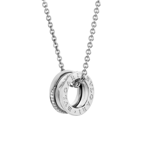 BVLGARI ロゴ入りペンダントネックレスホワイトゴールドダイヤモンド ホワイトゴールド ビー・ゼロワン ネックレス に 0.14 カラット