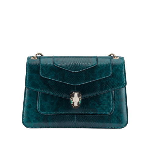 Green Karung leather Serpenti Forever Shoulder Bag 291891 | Bvlgari