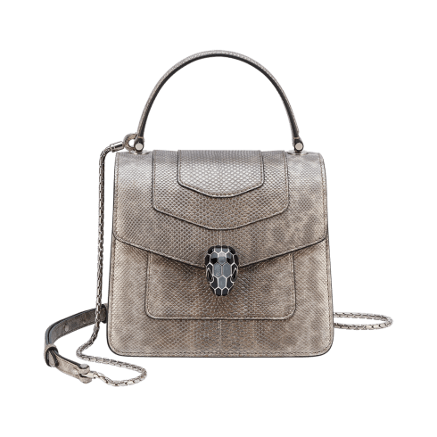 Silver Karung leather Serpenti Forever Top Handle 292144 | Bvlgari
