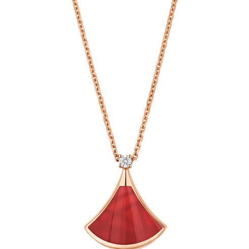 Rose gold Divas' Dream Necklace with 0.03 ct Diamonds, Carnelian